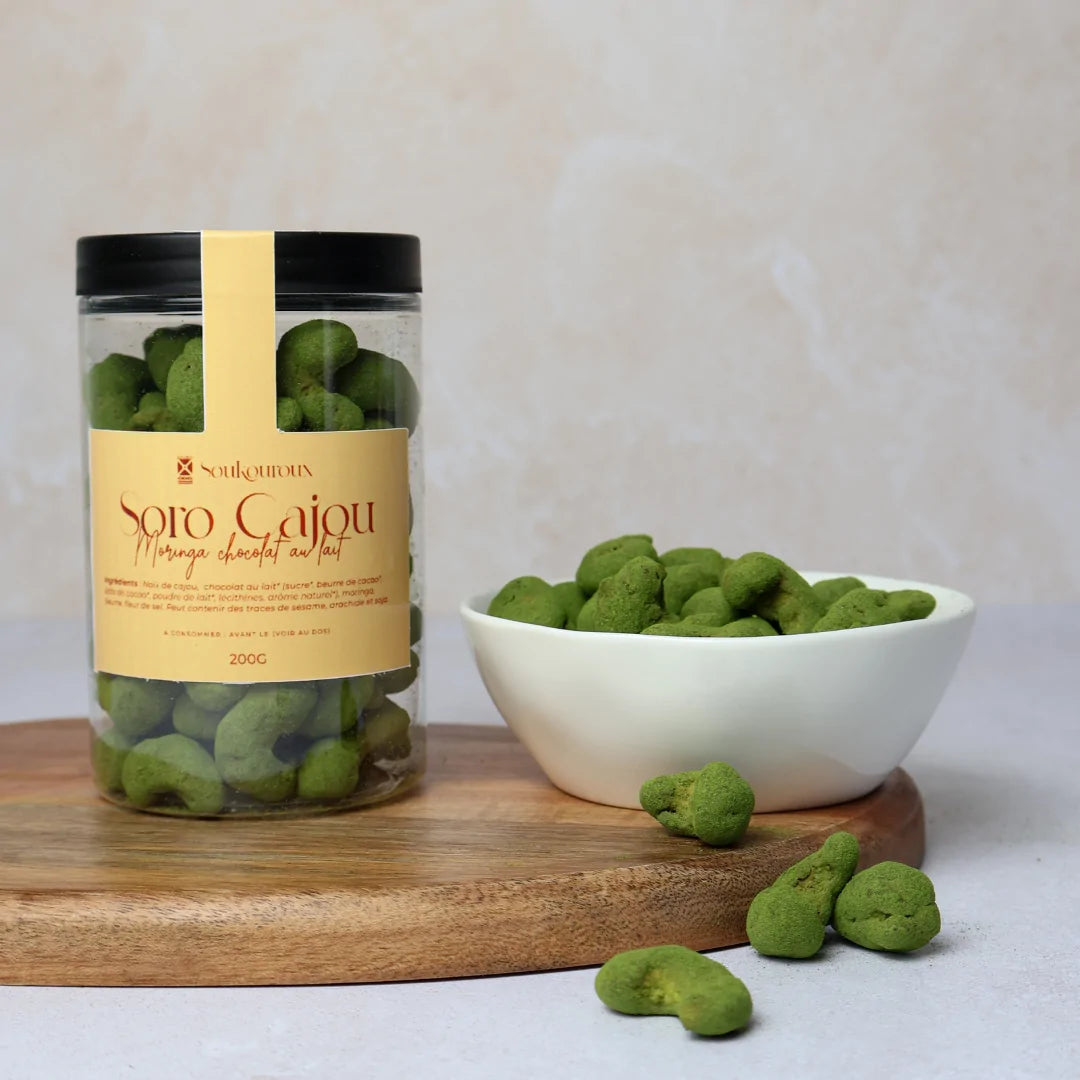 Soro Cajou Chocolat Moringa présenté à l'apéritif, Soukouroux