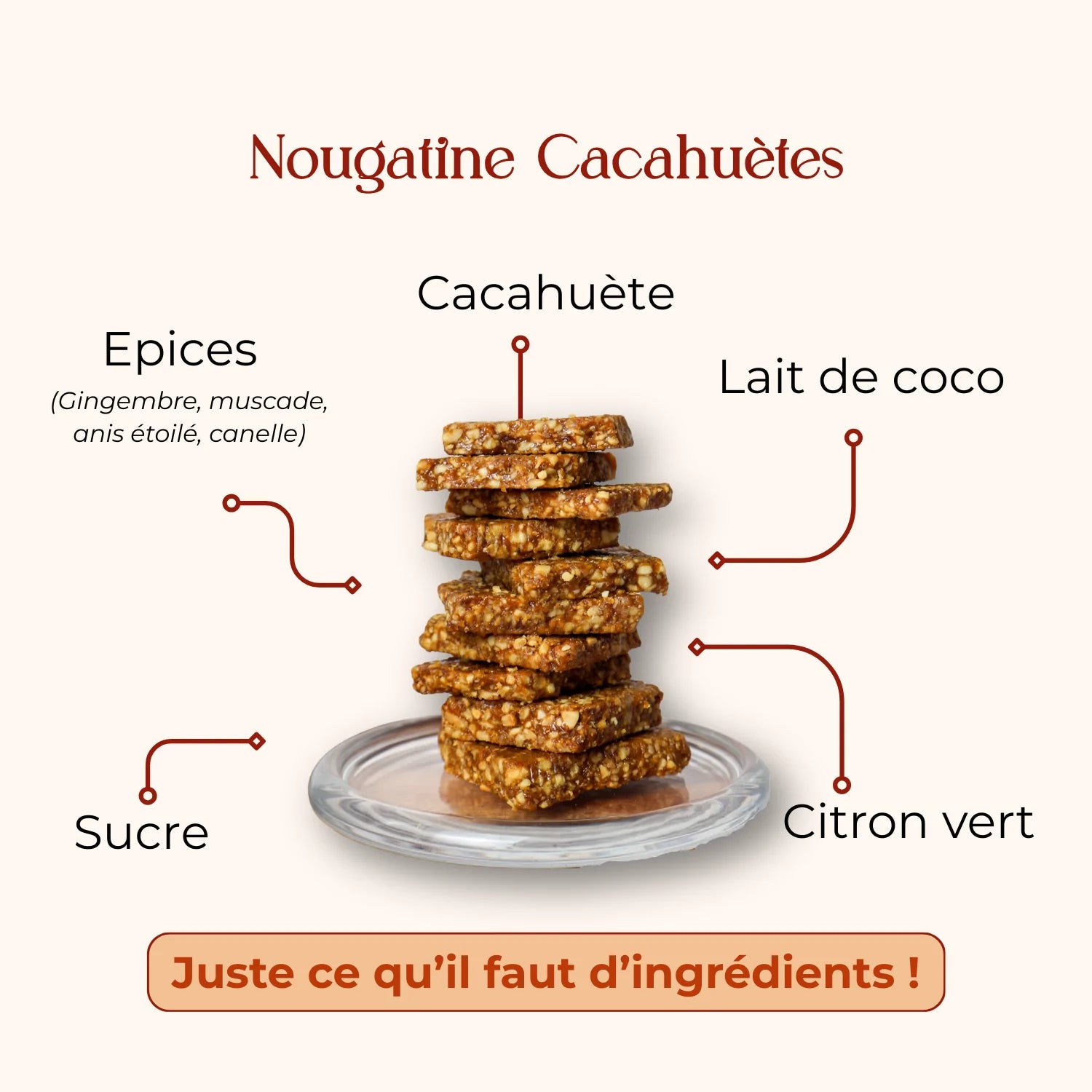 Nouga Tiga — Nougatine arachide, lait de coco & épices